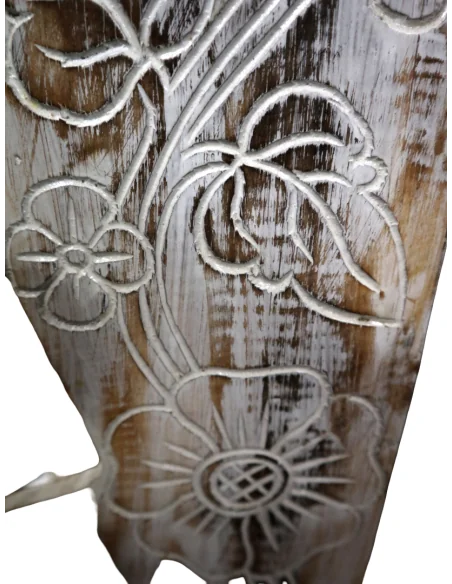 Portariviste in Legno di Albesia Intagliato a Mano – Stile Shabby Chic | Appendibile | Artigianato Indonesiano 73 cm