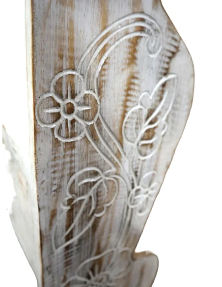 Portariviste in Legno di Albesia Intagliato a Mano – Stile Shabby Chic | Appendibile | Artigianato Indonesiano 73 cm