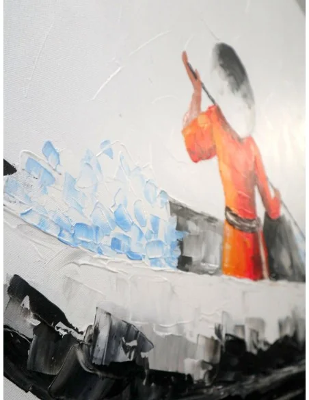 Il Viaggiatore Silenzioso – Quadro Moderno 100x120 cm Dipinto a Mano su Tela | Arte Contemporanea Minimal con Barca