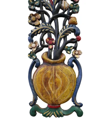 Albero della Vita in Legno Intagliato e Dipinto...