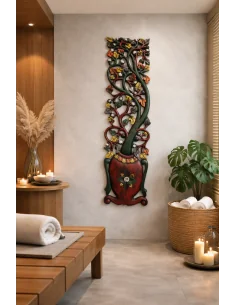 Albero della Vita in Legno Intagliato e Dipinto a Mano –...