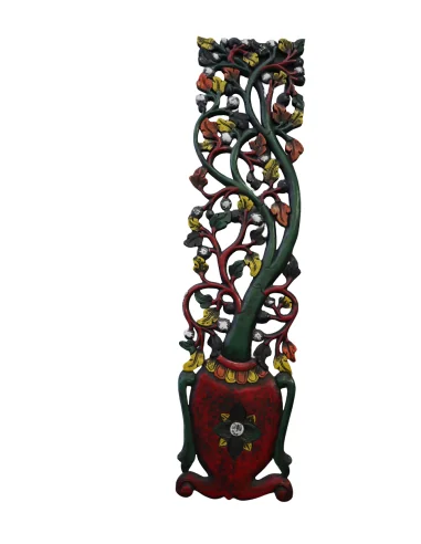 Albero della Vita in Legno Intagliato e Dipinto...