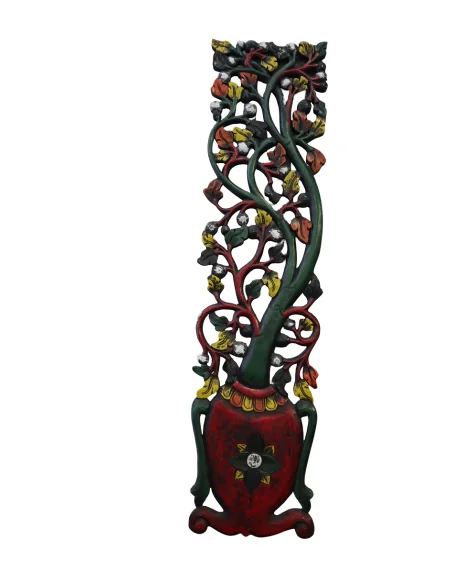 Albero della Vita in Legno Intagliato e Dipinto a Mano – Arte Indonesiana 100 cm | Decorazione Etnica Unica per Casa e Spa