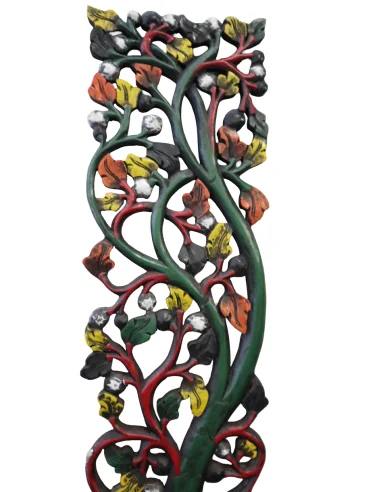 Albero della Vita in Legno Intagliato e Dipinto...