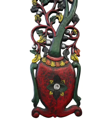 Albero della Vita in Legno Intagliato e Dipinto...