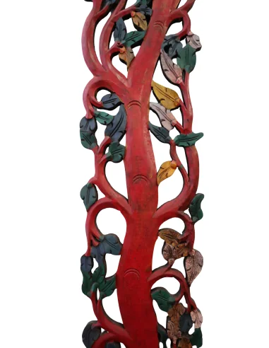 Albero della Vita in Legno Intagliato e Dipinto...