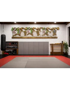 Pannello in Legno Intagliato a Mano con Dragoni Balinesi...