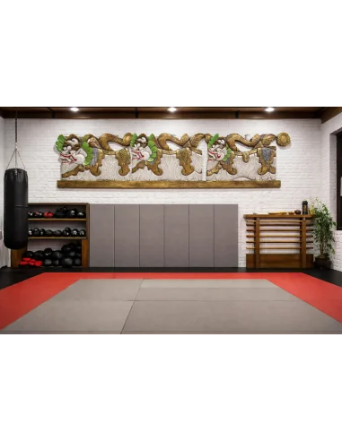 Pannello in Legno Intagliato a Mano con Dragoni...