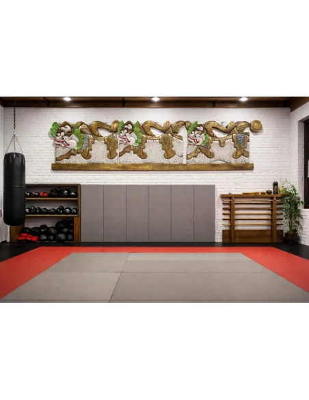 Pannello in Legno Intagliato a Mano con Dragoni Balinesi – Arte Tradizionale di Bali, Spedizione Inclusa