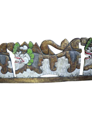 Pannello in Legno Intagliato a Mano con Dragoni...