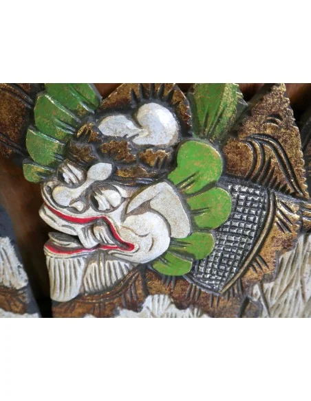 Pannello in Legno Intagliato a Mano con Dragoni Balinesi – Arte Tradizionale di Bali, Spedizione Inclusa