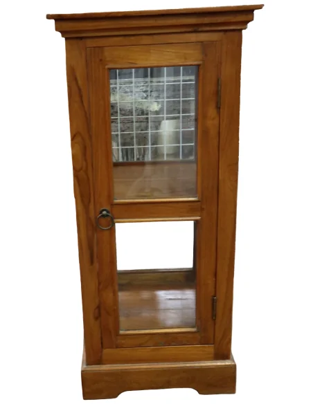 Vetrinetta in Legno di Teak Artigianale – Espositore Elegante con Vetro 46x46x100h – Made in Indonesia