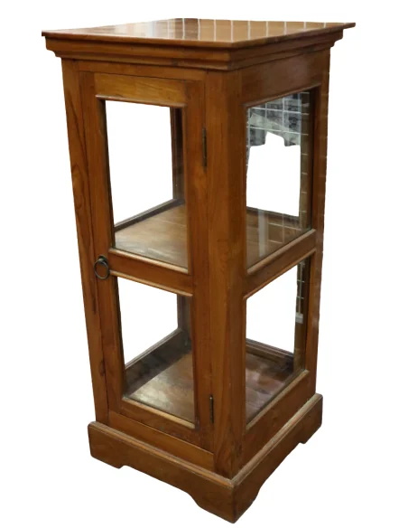 Vetrinetta in Legno di Teak Artigianale – Espositore Elegante con Vetro 46x46x100h – Made in Indonesia