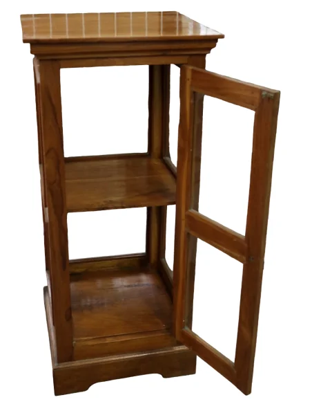 Vetrinetta in Legno di Teak Artigianale – Espositore Elegante con Vetro 46x46x100h – Made in Indonesia