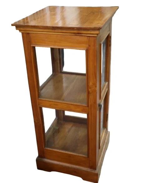 Vetrinetta in Legno di Teak Artigianale – Espositore Elegante con Vetro 46x46x100h – Made in Indonesia