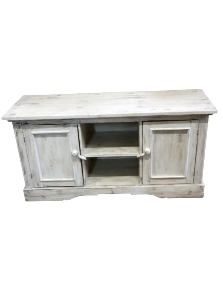 Porta TV in Legno di Albesia 100 cm – Mobile Artigianale Shabby Chic Moderno | Fatto a Mano in Indonesia