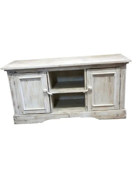 Porta TV in Legno di Albesia 100 cm – Mobile Artigianale Shabby Chic Moderno | Fatto a Mano in Indonesia