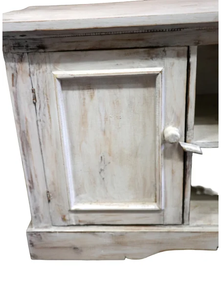 Porta TV in Legno di Albesia 100 cm – Mobile Artigianale Shabby Chic Moderno | Fatto a Mano in Indonesia