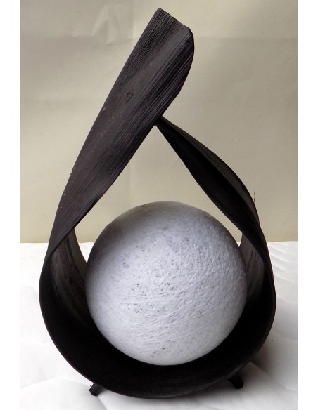 Lampada abatjour in foglia di cocco con palla di cotone disponibli bianca o nera