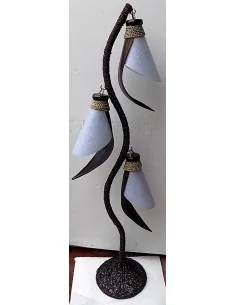 Piantana in foglie di cocco e carta di riso bianca e nera... 2