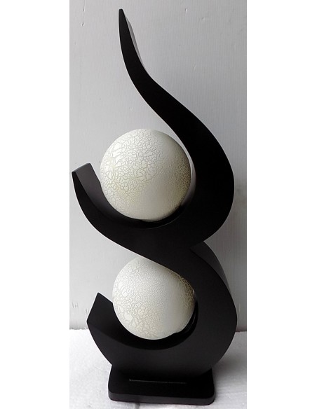 Lampada da tavolo in legno mdf nera con sfere in resina colorata cm 27x16x65h luce terra