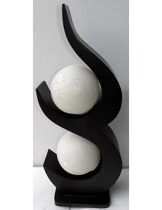 Lampada da tavolo in legno mdf nera con sfere in resina... 2