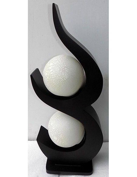 Lampada da tavolo in legno mdf nera con sfere in resina colorata cm 27x16x65h luce terra