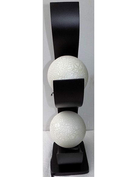 Lampada da tavolo in legno mdf nera con sfere in resina colorata cm 27x16x65h luce terra