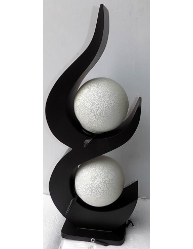 Lampada da tavolo in legno mdf nera con sfere...