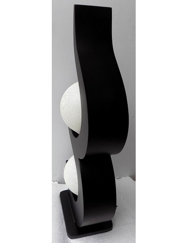 Lampada da tavolo in legno mdf nera con sfere...