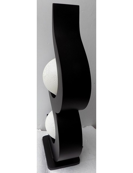 Lampada da tavolo in legno mdf nera con sfere in resina colorata cm 27x16x65h luce terra