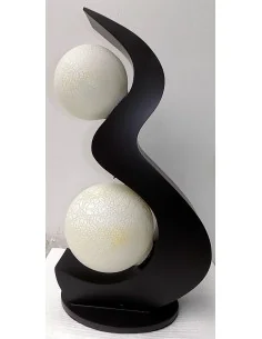 Lampada da tavolo in legno mdf nera con sfere disuguali... 2