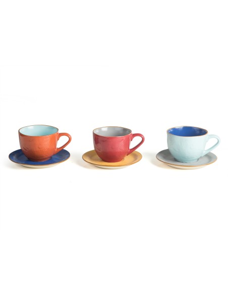 Servizio da 6 da Cappuccino o caffè americano in Ceramica creato Mano colorato linea Mediterraneo Novità homr