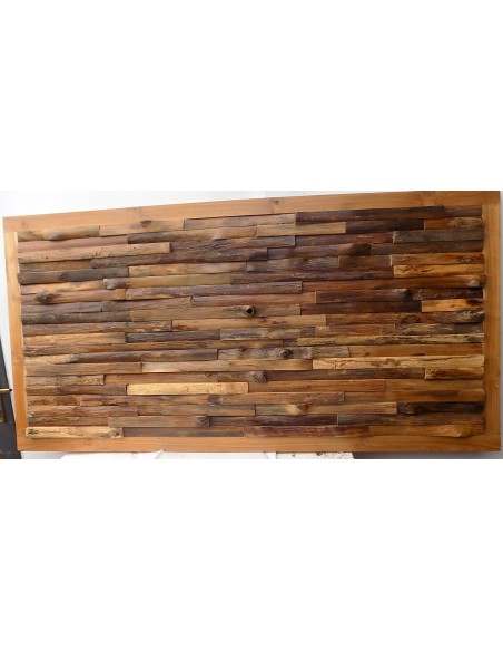 Testata letto in legno di teak a cubi cm 160x80x4 color decapat quadro industrial