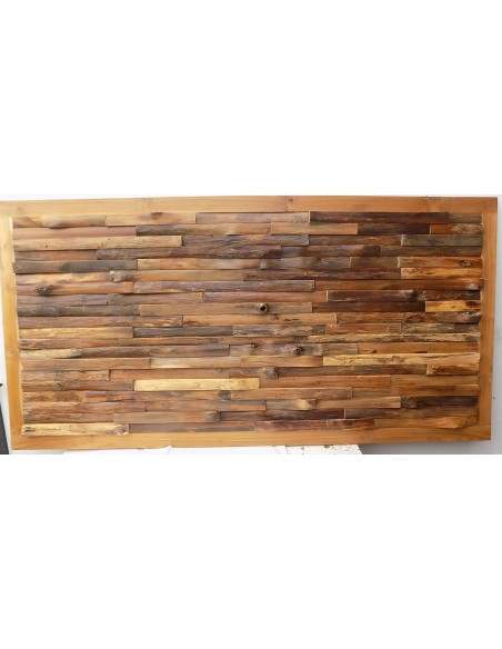 Testata letto in legno di teak a cubi cm 160x80x4 color decapat quadro industrial