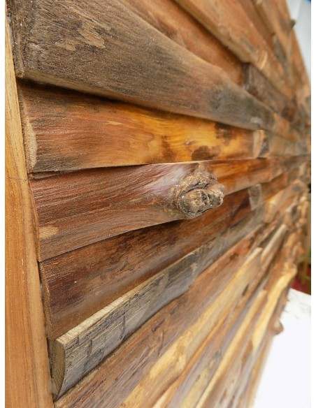 Testata letto in legno di teak a cubi cm 160x80x4 color decapat quadro industrial