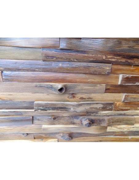 Testata letto in legno di teak a cubi cm 160x80x4 color decapat quadro industrial